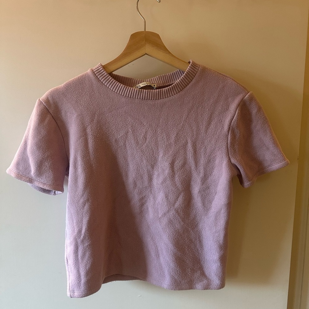Zara Mauve Ribbed Knit Top